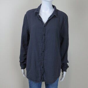 CP Shades Romy Double Cotton Gauzy Shirt Top SIZE Large USA Made Dark Gray